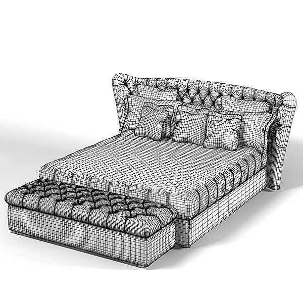 3d promemoria modern tufted model - promemoria modern tufted back bed pilows contemporary bedroom pouf by archstyle